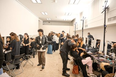 Luisa Spagnoli - Back stage e Front Row - Milan Fashion Week - Womenswear Spring/Summer 2026MILAN, ITALY - SEPTEMBER 27: Lina Taut Dembikova attends the Luisa Spagnoli fashion show during the Milan y. (Photo by Mauro Di Bonaventura)