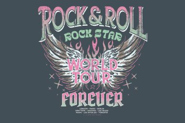 Kartal kanadı ve ateş dizaynı. Mikrofon müzik poster tasarımı. Rock 'n Roll klasik baskı tasarımı. Giyim, çıkartma, poster, arkaplan ve diğerleri için gitar vektör çizimleri. Müzik sonsuza dek sanat eseri.