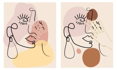 Tişört için soyut kadın yüzü tasarımı.