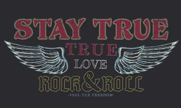 stock vector Stay true love rock and roll vector print design for fashion and others