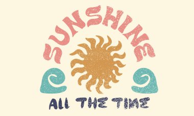 Soyut sanat. Okyanus dalgası. Plaj titreşimleri. Her zaman güneş ışığı. Giysi, çıkartma, poster, arkaplan ve diğerleri için güneş vektör grafik tasarımı.