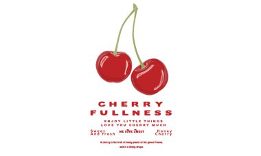 Cherry fullness artwork. Love you cherry much. Cherry fruit print. Nature fruit club print design. Organic food artwork for for t-shirt. Fruit vintage t-shirt design. clipart