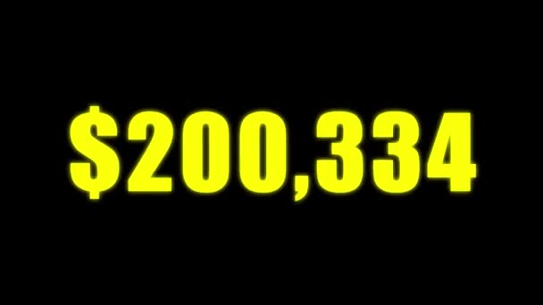 1000000 Долларов Анимации Анимация Чёрный Экран Миллион Долларов Считаю Денежную — стоковое видео