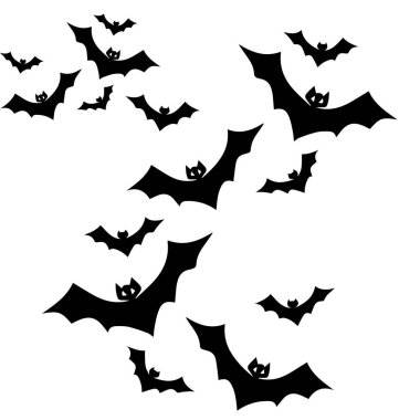 Cadılar bayramı yarasaları uçuyor. Siyah beyaz arka plan. vektör.