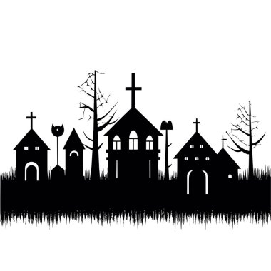 Bir mezarlığın vektör siyah silueti