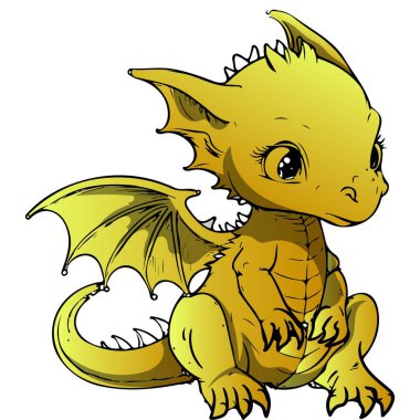 Çizgi film karakteri küçük ejderhanın vektör çizimi