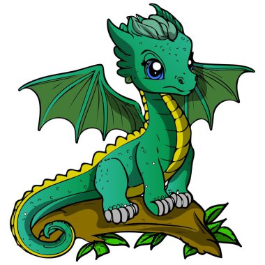 vektör karikatür ejderhası mavi gözlü