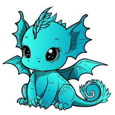 Sevimli çizgi ejderha. Vektör çizim.