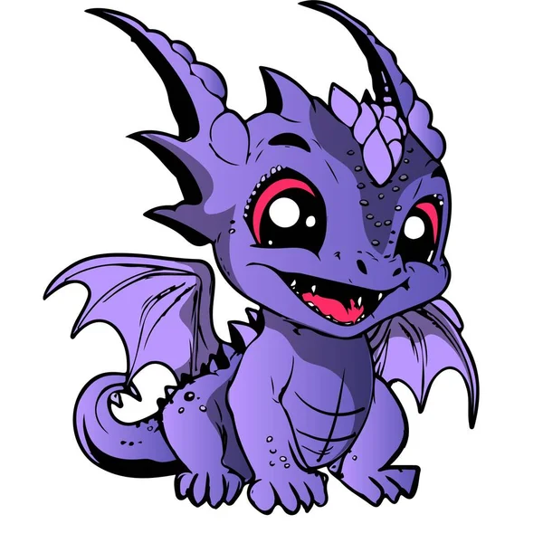 cartoon cute purple dragon. isolated on white.