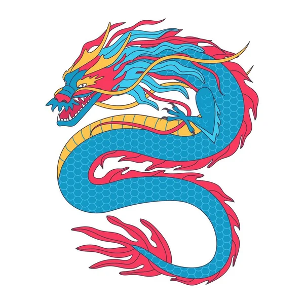 vector illustration of dragon with a sword