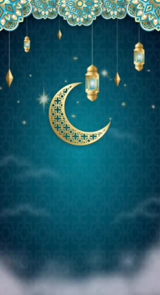 Ramadan Bakgrund Ramadan Kareem Arabiska Halvmåne Lykta Stjärna Halvmåne Och — Stockvideo