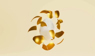 Beyaz arka planda altın paskalya yumurtası. Minimum Paskalya konsepti. 3d illüstrasyon