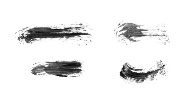 抽象ベクトルペイントスミアセット 手描きのデザイン要素 白の背景に黒インクのマーク 粒状の食感 — ストックベクタ