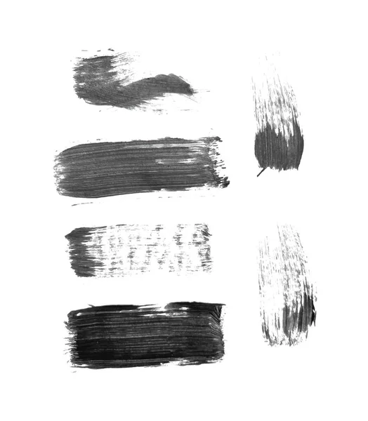 Conjunto Manchas Pintura Negra Vectorial Abstracta Elemento Dibujado Mano Marcas — Vector de stock
