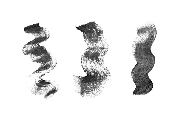 摘要矢量涂料涂片集 手绘设计元素 白色背景上孤立的黑色墨迹 Grunge纹理 — 图库矢量图片