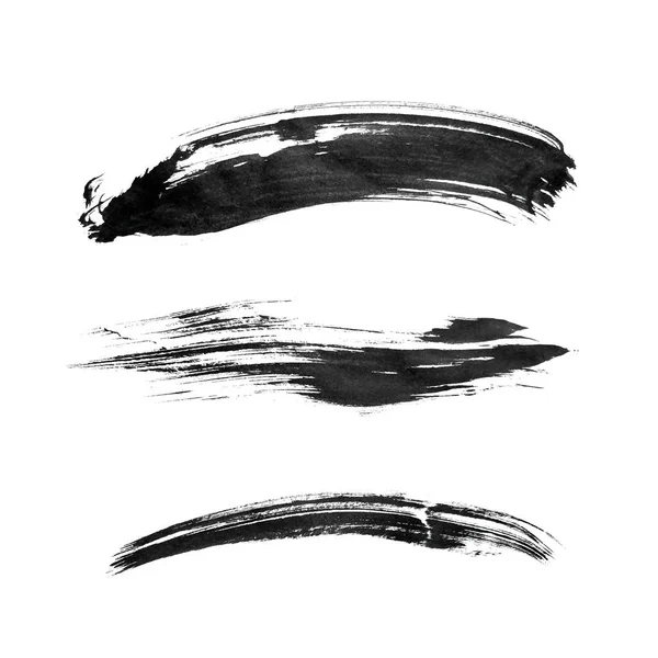 抽象ベクトルペイントスミアセット 手描きのデザイン要素 白を基調とした黒インクマーク 粒状の食感 — ストックベクタ