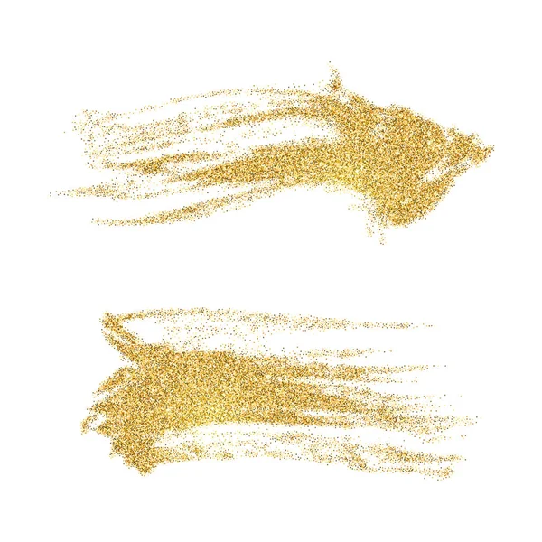Набор Мазков Векторной Золотой Краски Блестящие Элементы Изолированы Белом Фоне — стоковый вектор