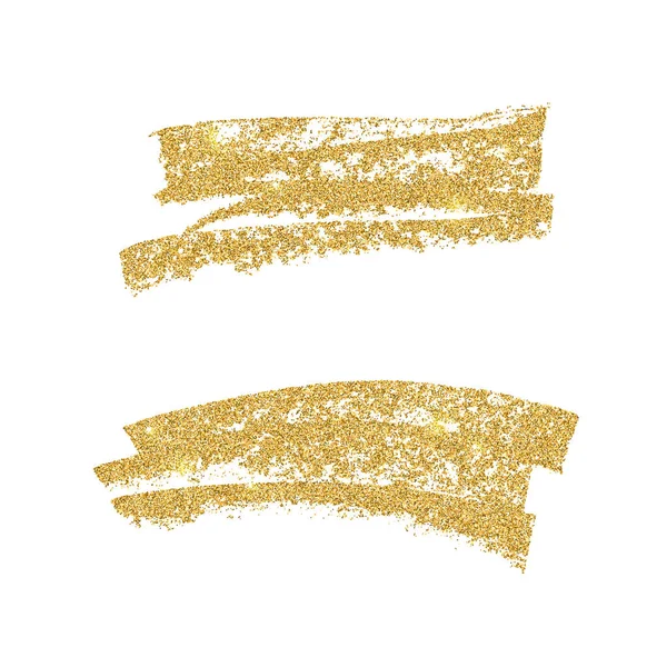 Vector Gold Paint Smears Set Glitter Elements Isolated White Background — Stock Vector