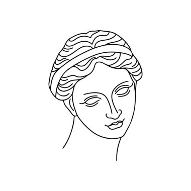 Vector antika heykel çizgisi sanat simgesi. El çizimi karalama vektörü çizimi beyaza izole edilmiş. Çizgi tasarımı.