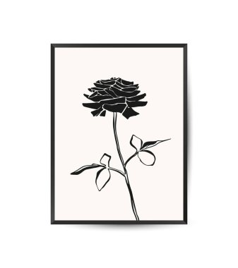 Vektör modern sanat afişi bitkisi. Estetik minimalist tarzda. El çizimi vektör illüstrasyonu.