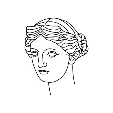 Vector antika heykel çizgisi sanat simgesi. El çizimi karalama vektörü çizimi beyaza izole edilmiş. Çizgi tasarımı.