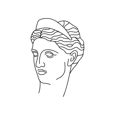 Vector antika heykel çizgisi sanat simgesi. El çizimi karalama vektörü çizimi beyaza izole edilmiş. Çizgi tasarımı.