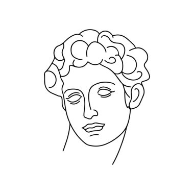 Vector antika heykel çizgisi sanat simgesi. El çizimi karalama vektörü çizimi beyaza izole edilmiş. Çizgi tasarımı.