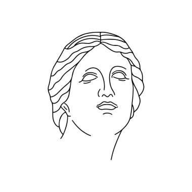 Vector antika heykel çizgisi sanat simgesi. El çizimi karalama vektörü çizimi beyaza izole edilmiş. Çizgi tasarımı.