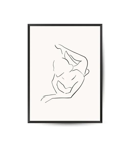 Vektor Modern Művészeti Poszter Női Sziluettel Esztétikai Minimalista Stílus Kézzel — Stock Vector