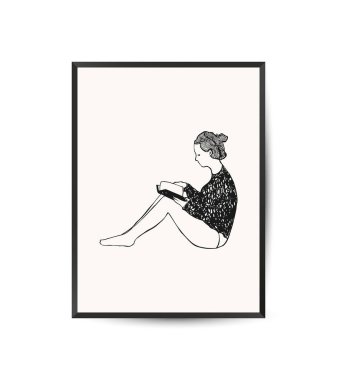 Vektör modern sanat posteri. Estetik minimalist tarzda. El çizimi vektör illüstrasyonu.