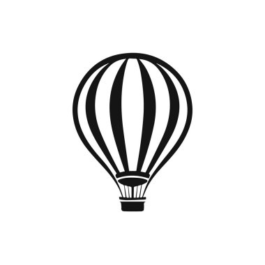 Beyaz zemin üzerinde izole edilmiş vektör minimalist retro hava balonu simgesi.