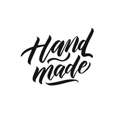 El yapımı, vektör siyah metin beyaz arkaplanda izole edilmiş. El yazısı yazması..