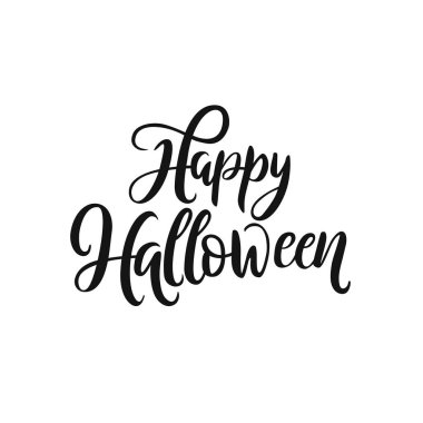 Cadılar Bayramı 'nız kutlu olsun, beyaz arka planda izole edilmiş vektör siyah metin. El yazısı yazması..