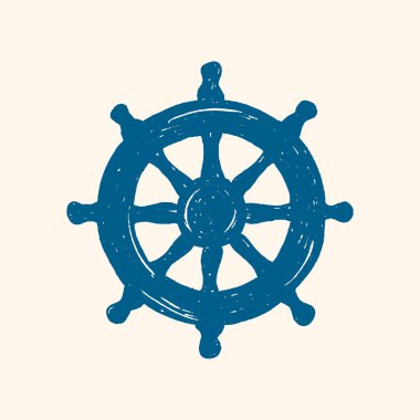 El yapımı direksiyon, dümen. Deniz vektör tasarımı ögesi.