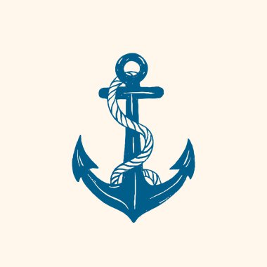 El yapımı çapa. Deniz vektör tasarımı ögesi.