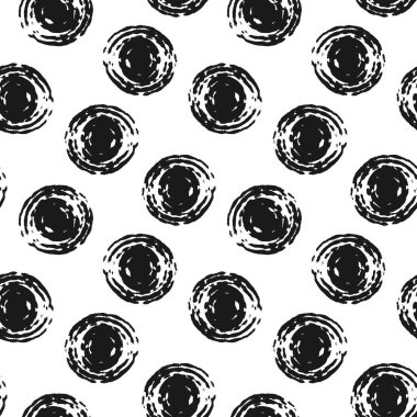 Beyaz arka planda yuvarlak el çizimi şekilleri olan kusursuz vektör deseni. Tekstil tasarımı, ambalaj kağıdı, markalaşma ve modern minimalist dekor için ideal..