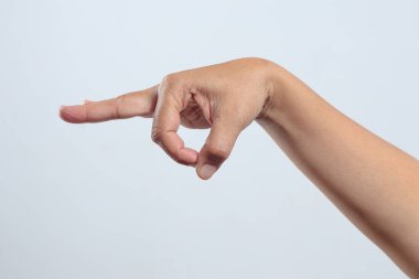 El hareketi beyaz arka planda parmak izi gösteriyor, izole edilmiş.