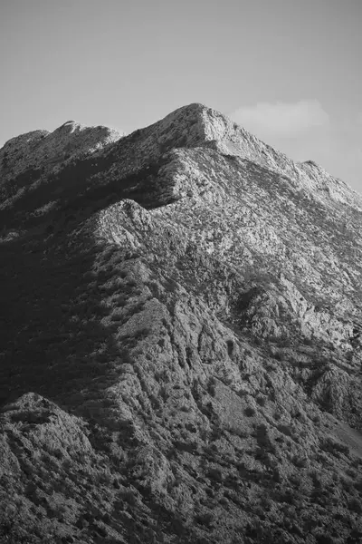mountains in black and white