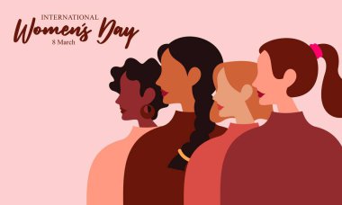 Happy International Women's Day. Vector Illustration of Women with Different Cultures clipart