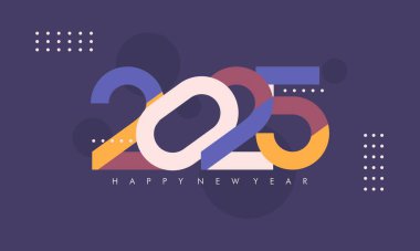 Flat Design Trendy Concept of Happy New Year 2025. New Year Celebration Design Template for Cover, Banner, Background, and Wallpaper clipart