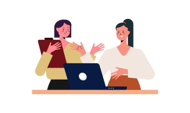 Ofis çalışanı meslektaşıyla tartışıyor. İş Tartışması ve Takım Çalışması Düz Tasarım İllüstrasyonu.