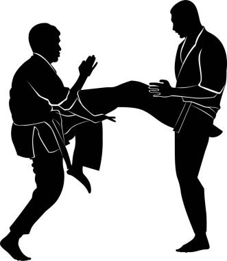 vektör silueti dövüş sanatları, düello, dövüş