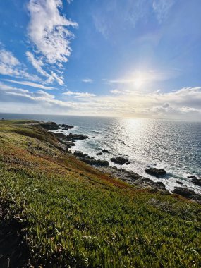 Pasifik Okyanusu, Kaliforniya 'da gün batımı. Bodega Körfezi CA, ABD