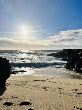 Pasifik Okyanusu, Kaliforniya 'da gün batımı. Bodega Körfezi CA, ABD