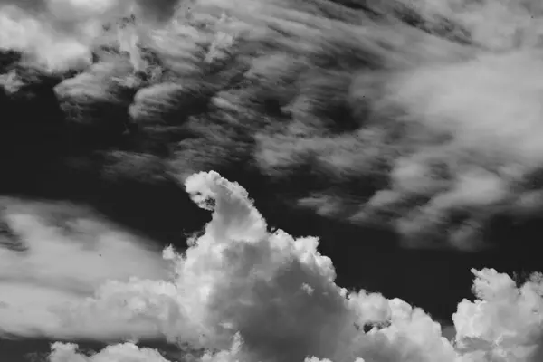 Siyah beyaz bulutlu bir arka plan. Kabarık doku.