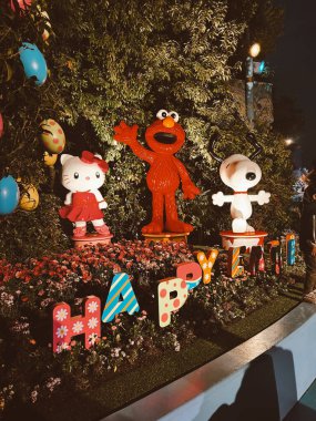 Osaka, Japon. 28 Mart 2024: Universal Stüdyoları birçok renk ve karaktere sahip tema parkı.