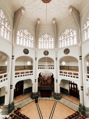 Medellin, Antioquia, Kolombiya. 2 Nisan 2024: Rafael Uribe Uribe Kültür Sarayı Mimarisi.