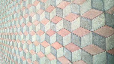 Çimento, kum ve boya karışımından yapılmış, park yeri için zemin kaplaması üç boyutlu..