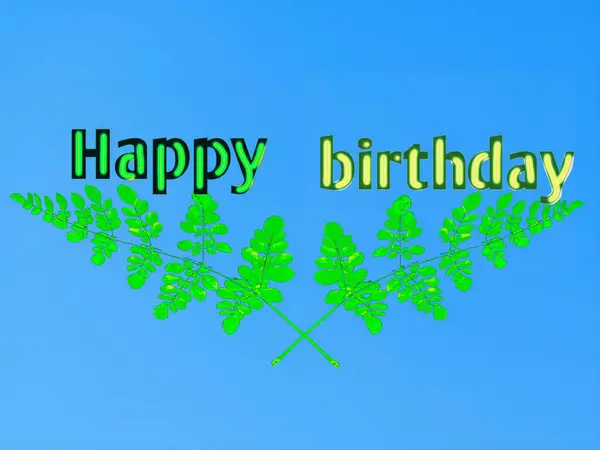 Stock image Three-dimensional digital photo engineering wishing someone a happy birthday on a blue background.