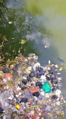 Kirlenmiş nehir, plastik şişeler, plastik torbalar ve diğer biyolojik olarak çözülemeyen atıklar şeklinde yoğun, yüzen bir plastik kütleyle kaplıdır..